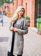 Memphis Grand3_4 Length Grey Leather Womens Jacket L1098