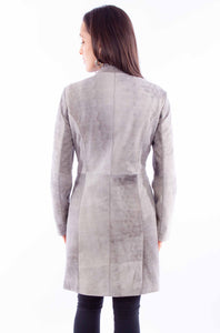 Jacket, Grey Leather 3/4 Length Button Front with Studs - Style L1098