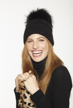 Memphis Grand Angora Blend Ribbed Cap with Dyed Fur Pom HA62-1