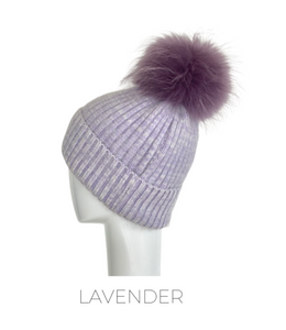 Memphis Grand Angora Blend Ribbed Cap with Dyed Fur Pom HA62-29