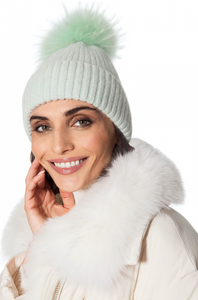 Memphis Grand Angora Cap with Fur Pom