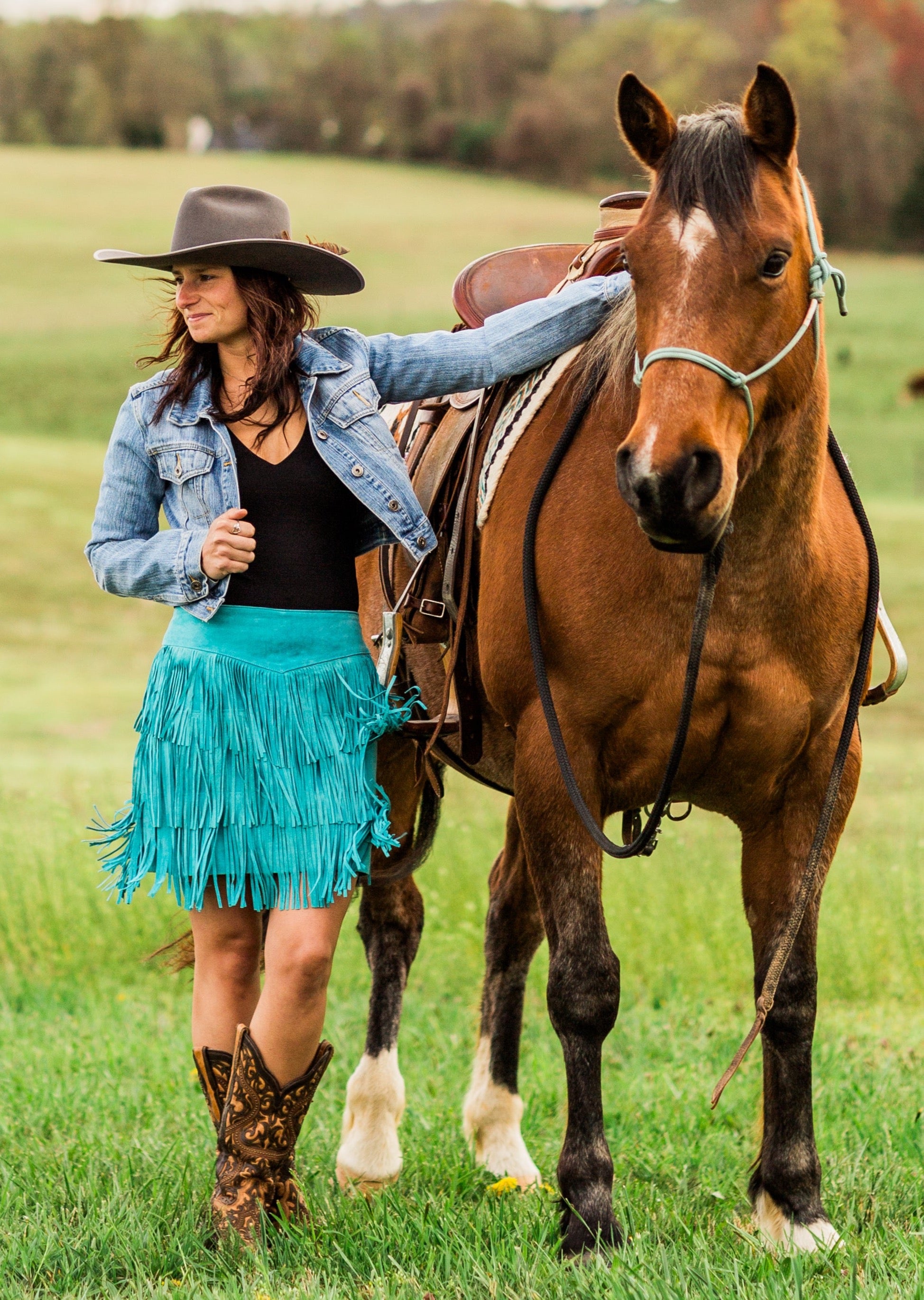 Western-Inspired Fashion Sueded Leather Fringe Skirt – Memphis Grand®