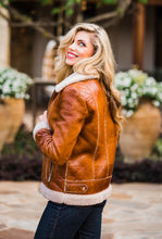 Jacket, Cognac Leather with Faux Shearling - Style L1118