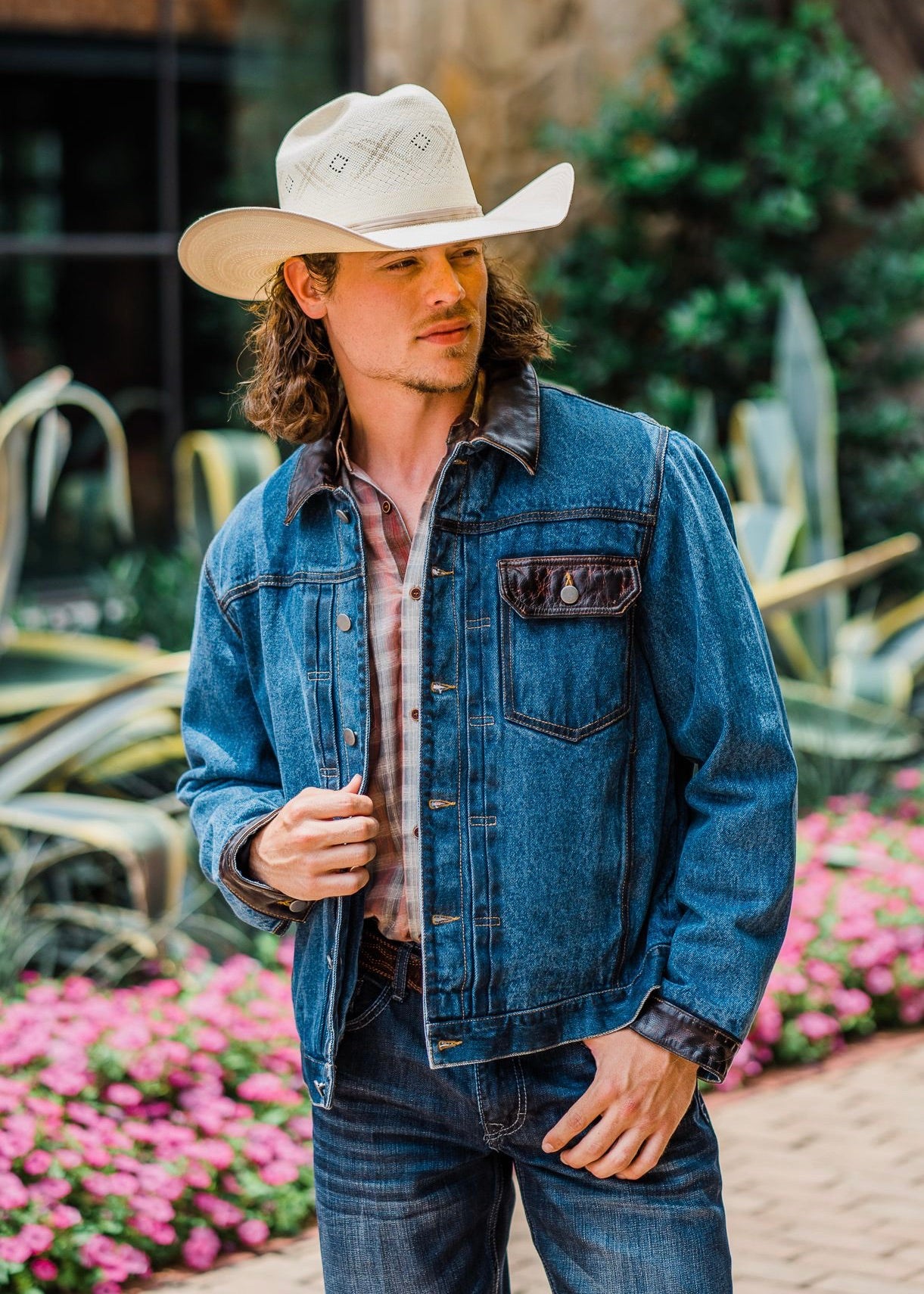 Denim Jacket with Leather Collar – Memphis Grand®