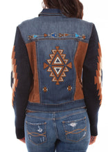 Memphis Grand Denim Jacket with Woven Sleeves-1