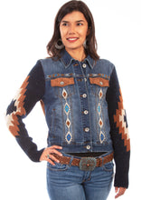 Memphis Grand Denim Jacket with Woven Sleeves-2