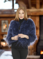 Jacket, Marabou Feather Bolero Long Sleeves - Linda Richards - Style FT92