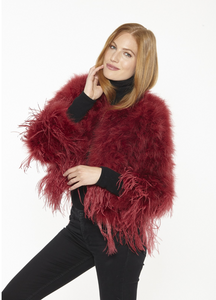 Jacket, Marabou Feather Bolero Long Sleeves - Linda Richards - Style FT92