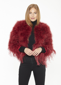 Jacket, Marabou Feather Bolero Long Sleeves - Linda Richards - Style FT92