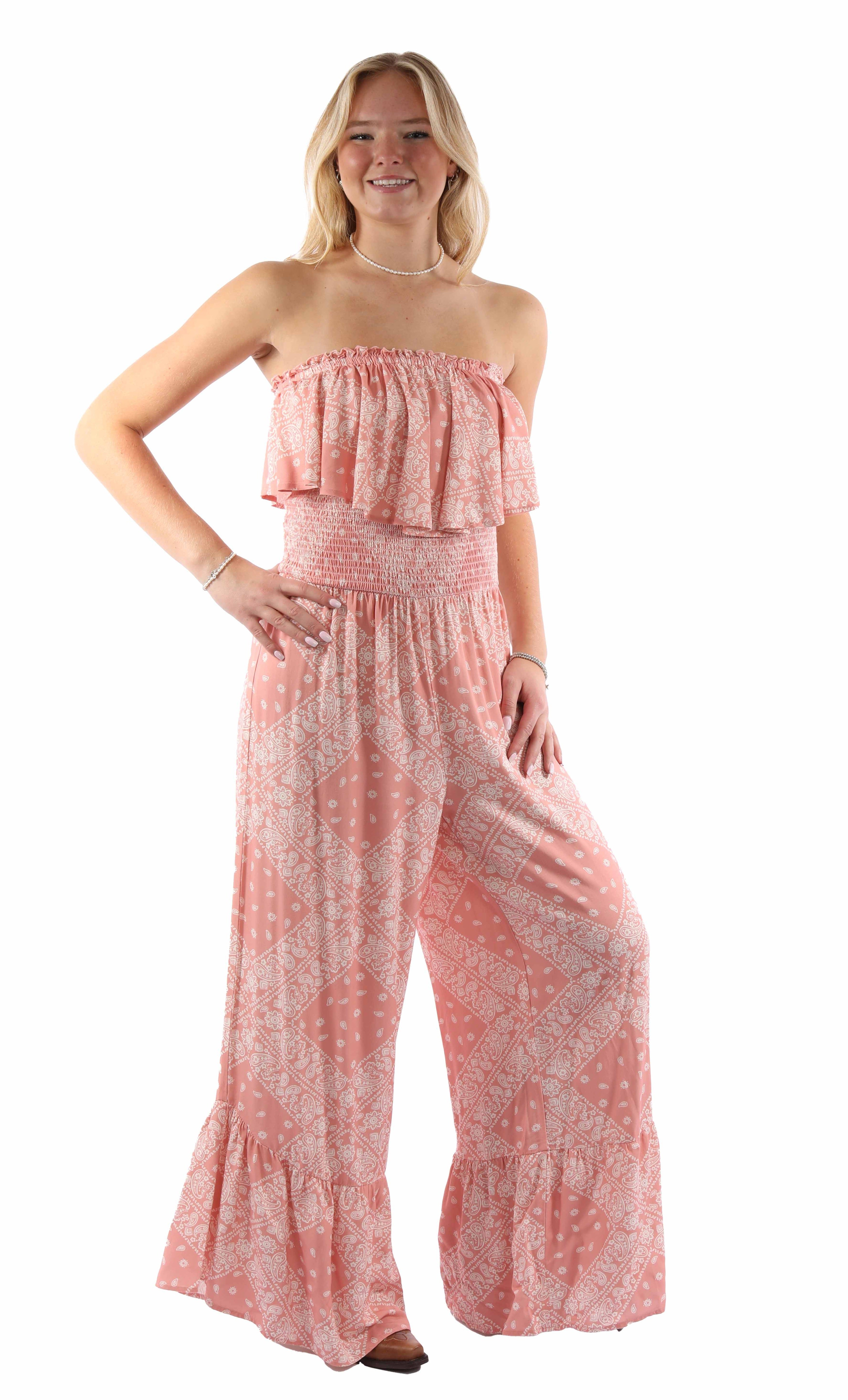 Jumpsuit, Bandana Print - Multiple Colors - Style HC744