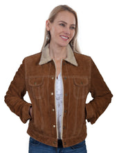 Jacket, Suede Jean Jacket Style with Faux Shearling - Style L1019