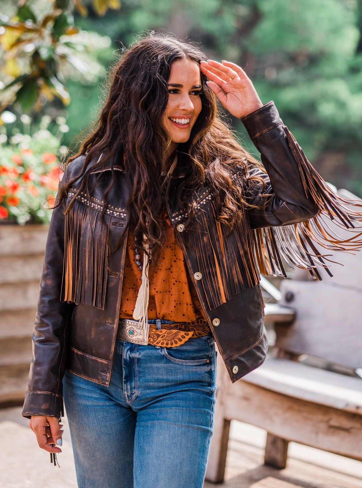 Embroidered Leather Jacket with Fringe – Memphis Grand®