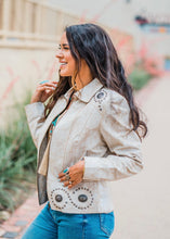 Jacket, Cream Leather with Conchos - Style L1101