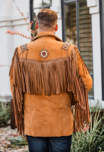 Jacket, Men's Suede Frontier Coat with Fringe - Style 758