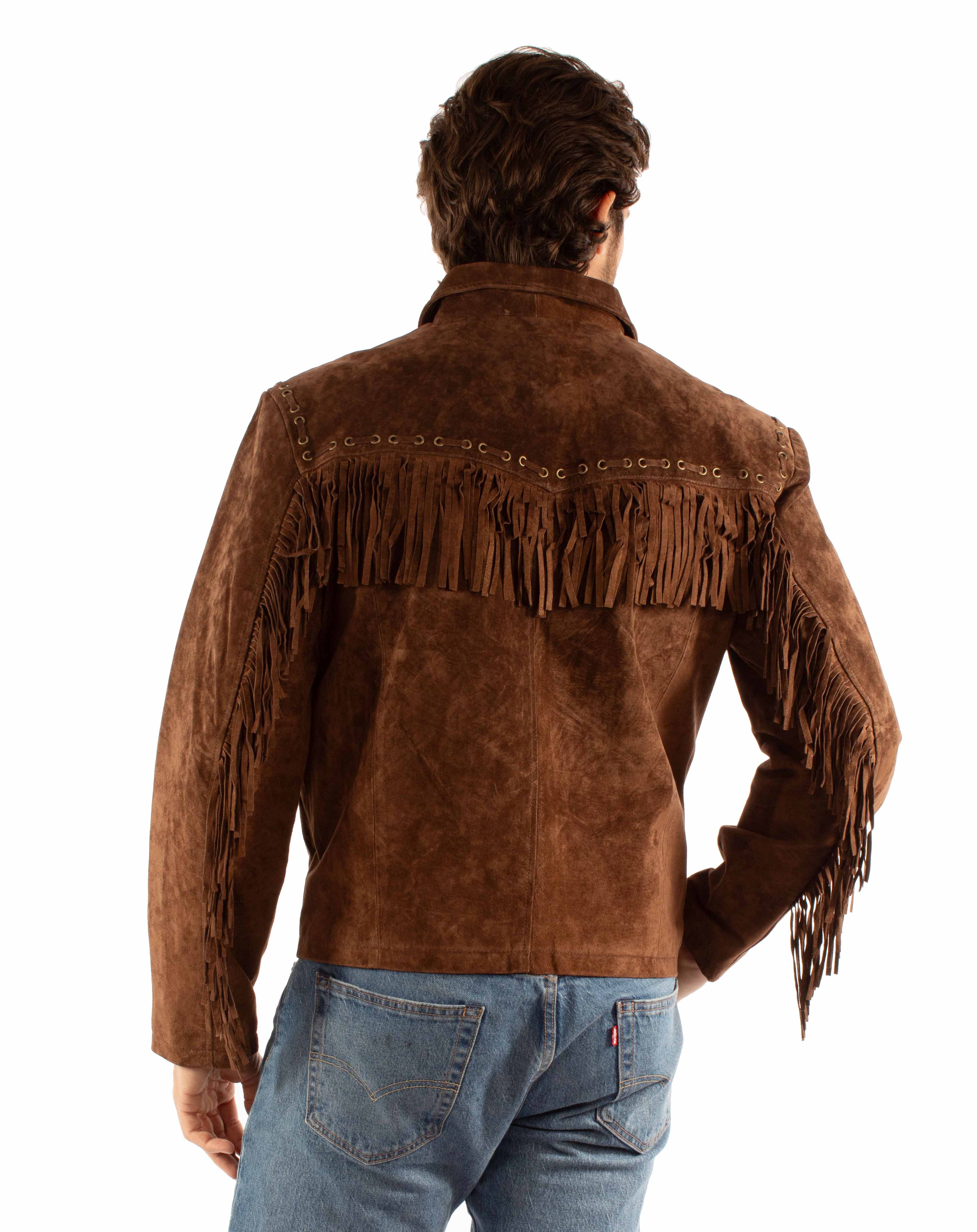 Memphis Grand Men's Suede Jacket with Fringe-2