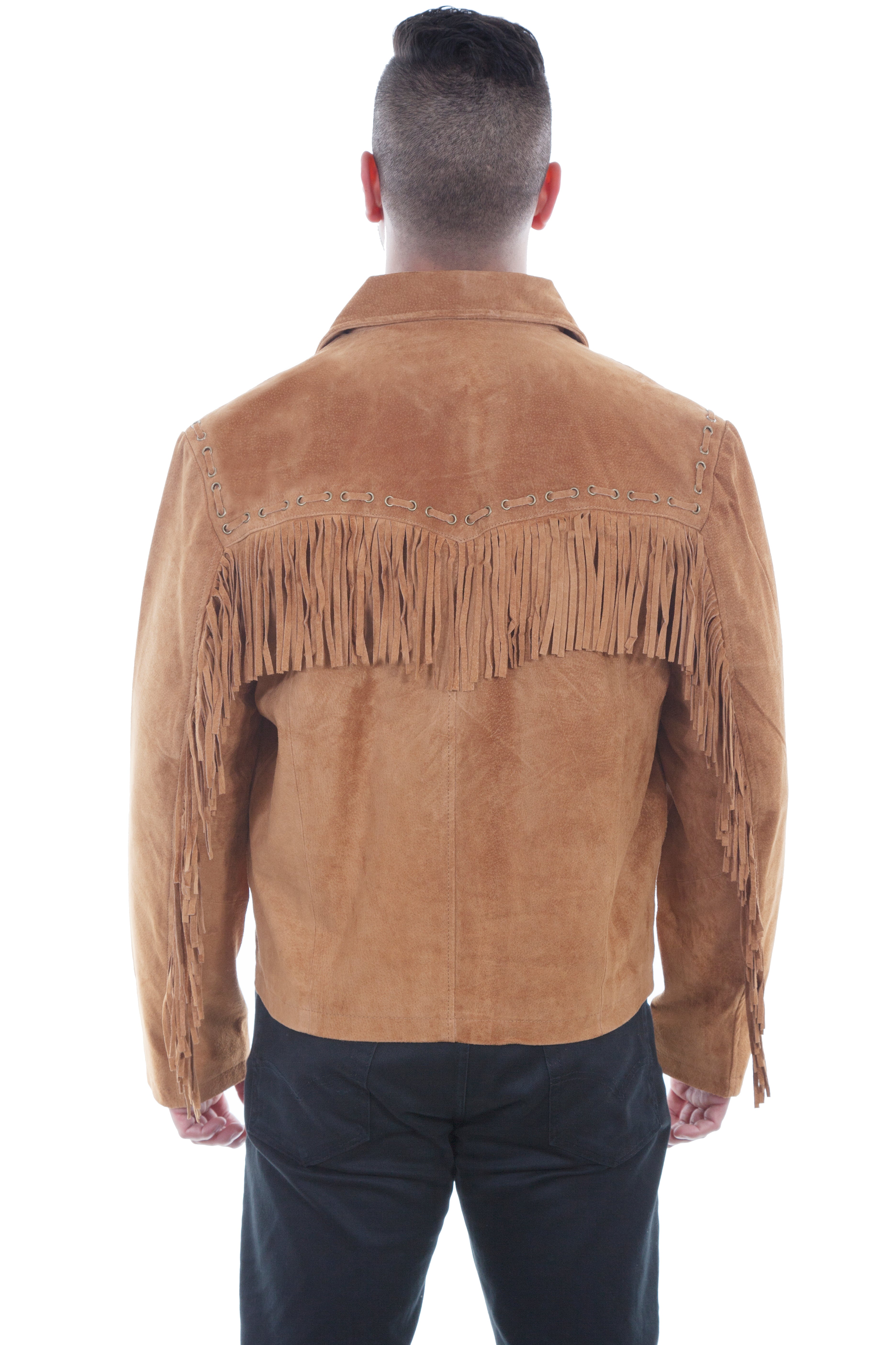 Memphis Grand Men's Suede Jacket with Fringe-4