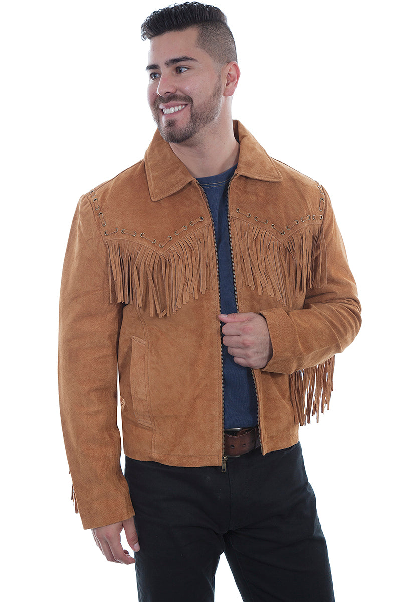 Memphis Grand Men's Suede Jacket with Fringe-5