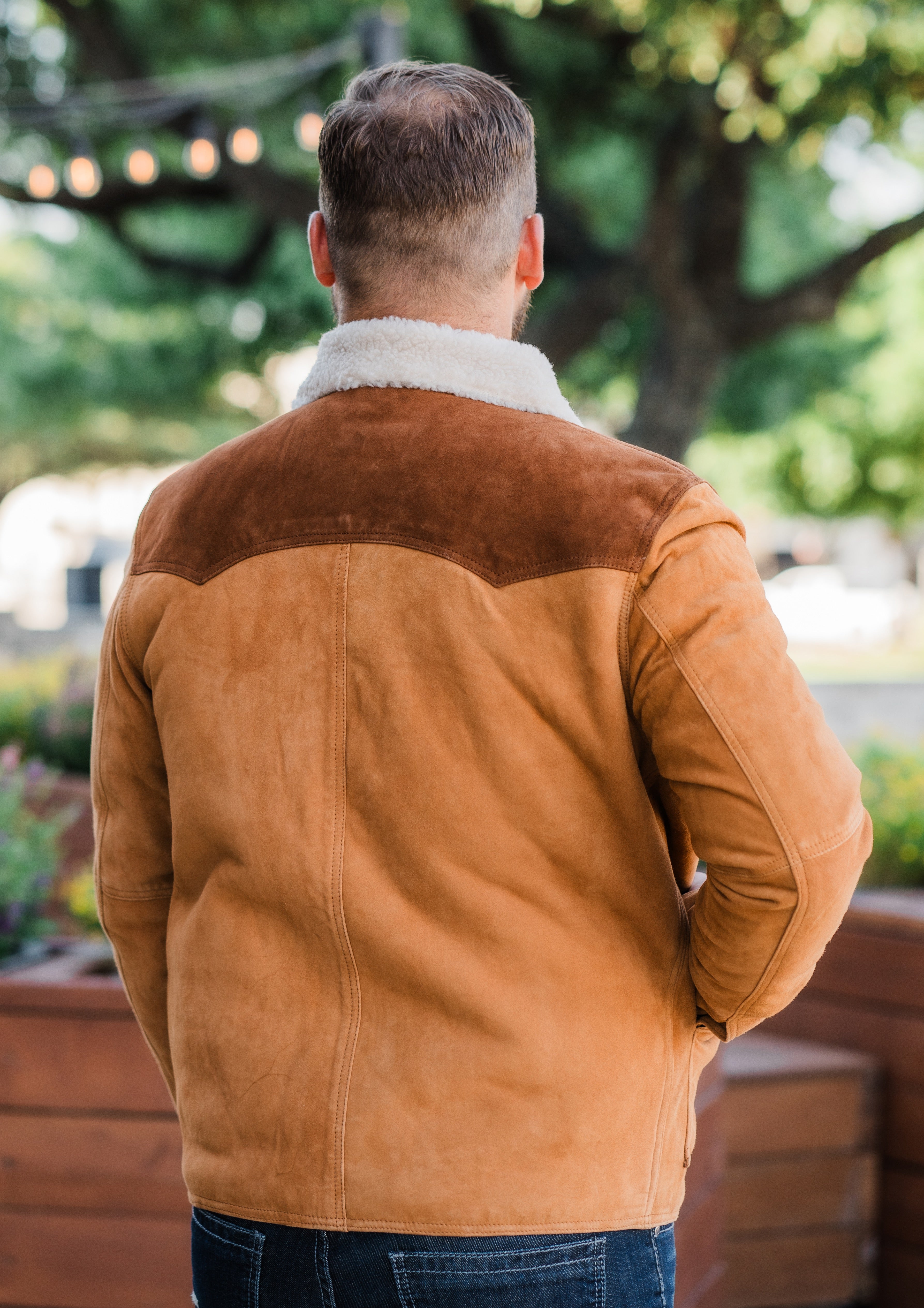 Memphis Grand Men's Suede Leather Jacket with Shearling-21