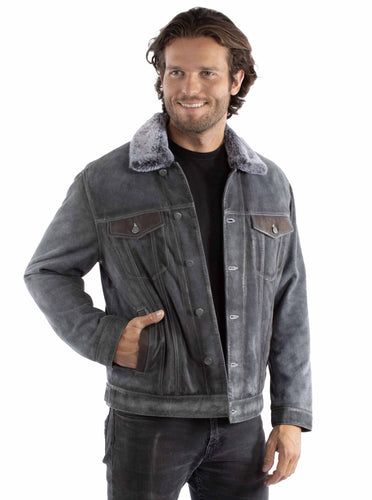 Jacket, Western Leather Jean Jacket - Style 2073