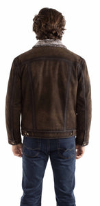 Jacket, Western Leather Jean Jacket - Style 2073