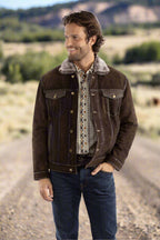 Man wearing Western Suede Leather Jacket