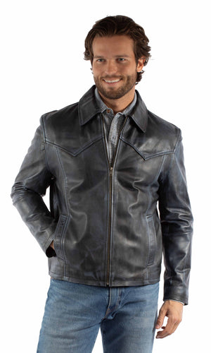 Jacket, Western Cut Vintage Leather Jacket - Style 2064