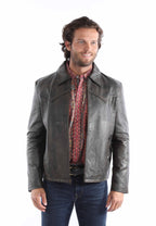 Jacket, Western Cut Vintage Leather Jacket - Style 2064