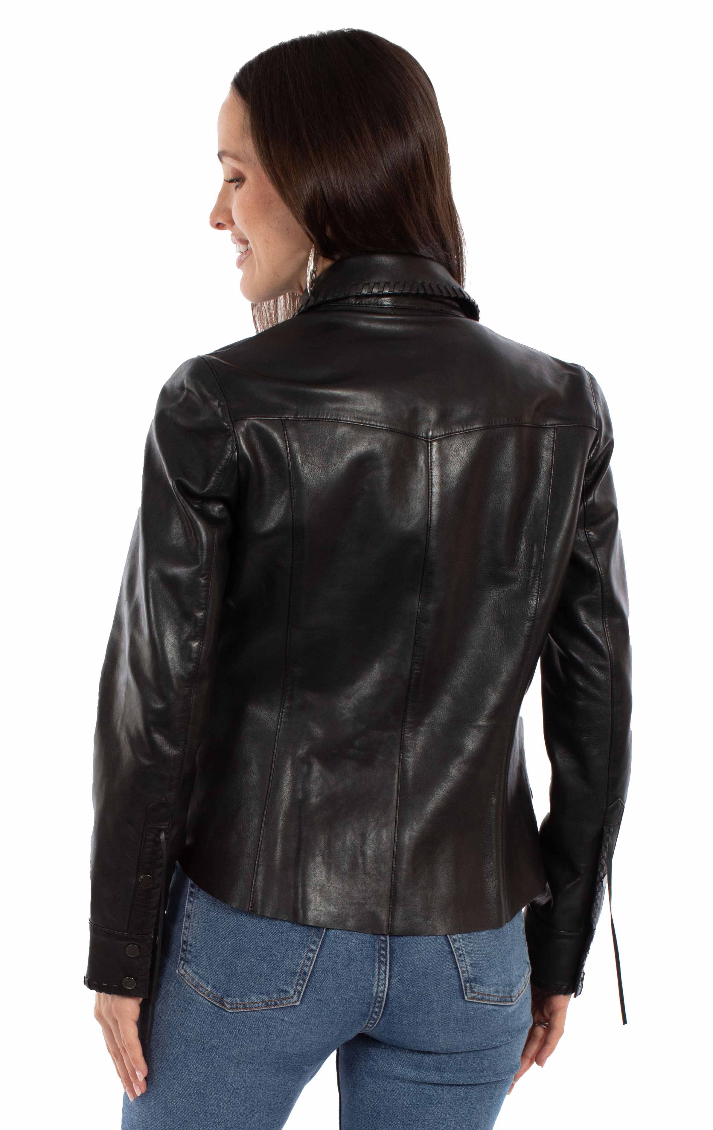 Jacket, Black Leather in Western Cut - L1134
