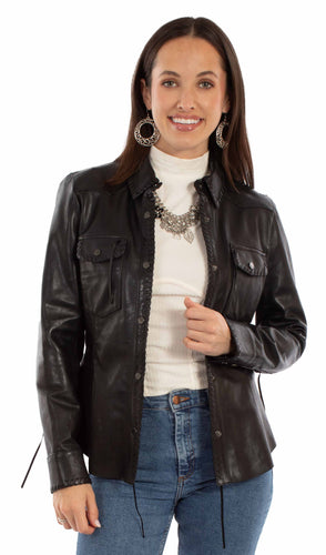Jacket, Black Leather in Western Cut - L1134