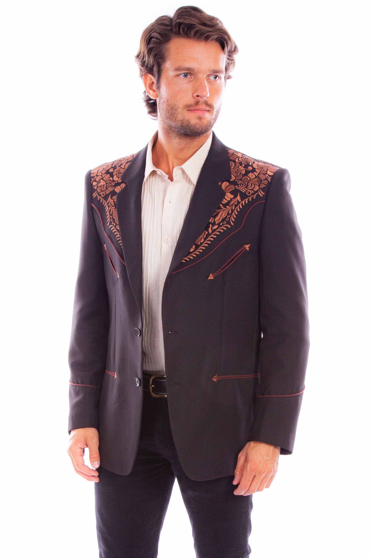Blazer, Men's Western Embroidered Blazer -Multiple Colors- Style P916