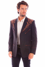 Blazer, Men's Western Embroidered Blazer -Multiple Colors- Style P916