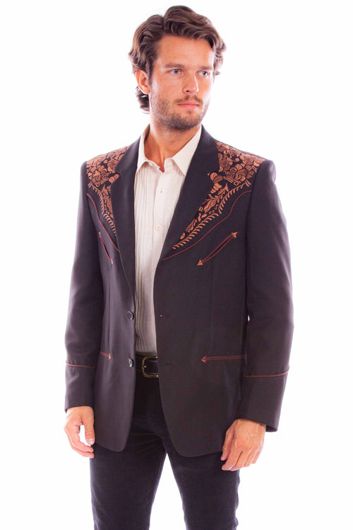Blazer, Men's Western Embroidered Blazer -Multiple Colors- Style P916
