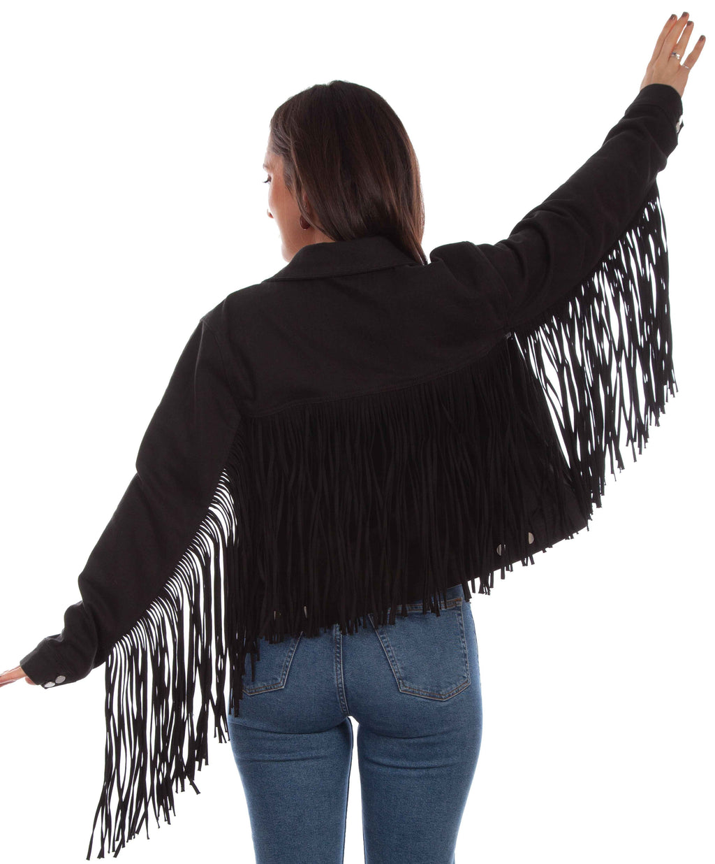 Jacket, Denim Western with Fringe - Style HC711