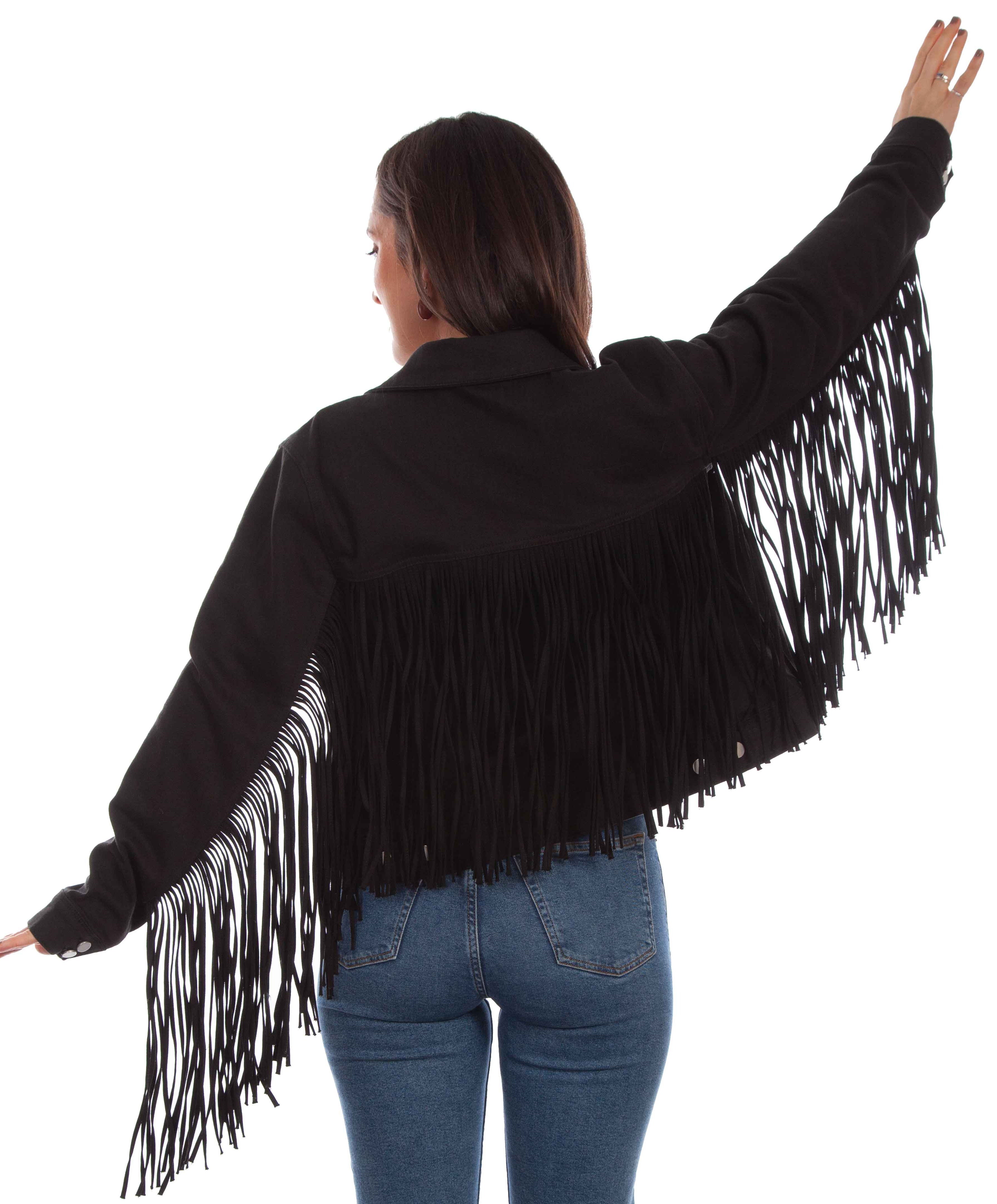 Jacket, Denim Western with Fringe - Style HC711