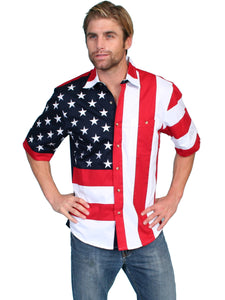 Men's Old Glory American Flag Button Down Shirt-7