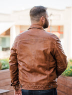 Jacket, Western Leather Jean Jacket - Style 1055