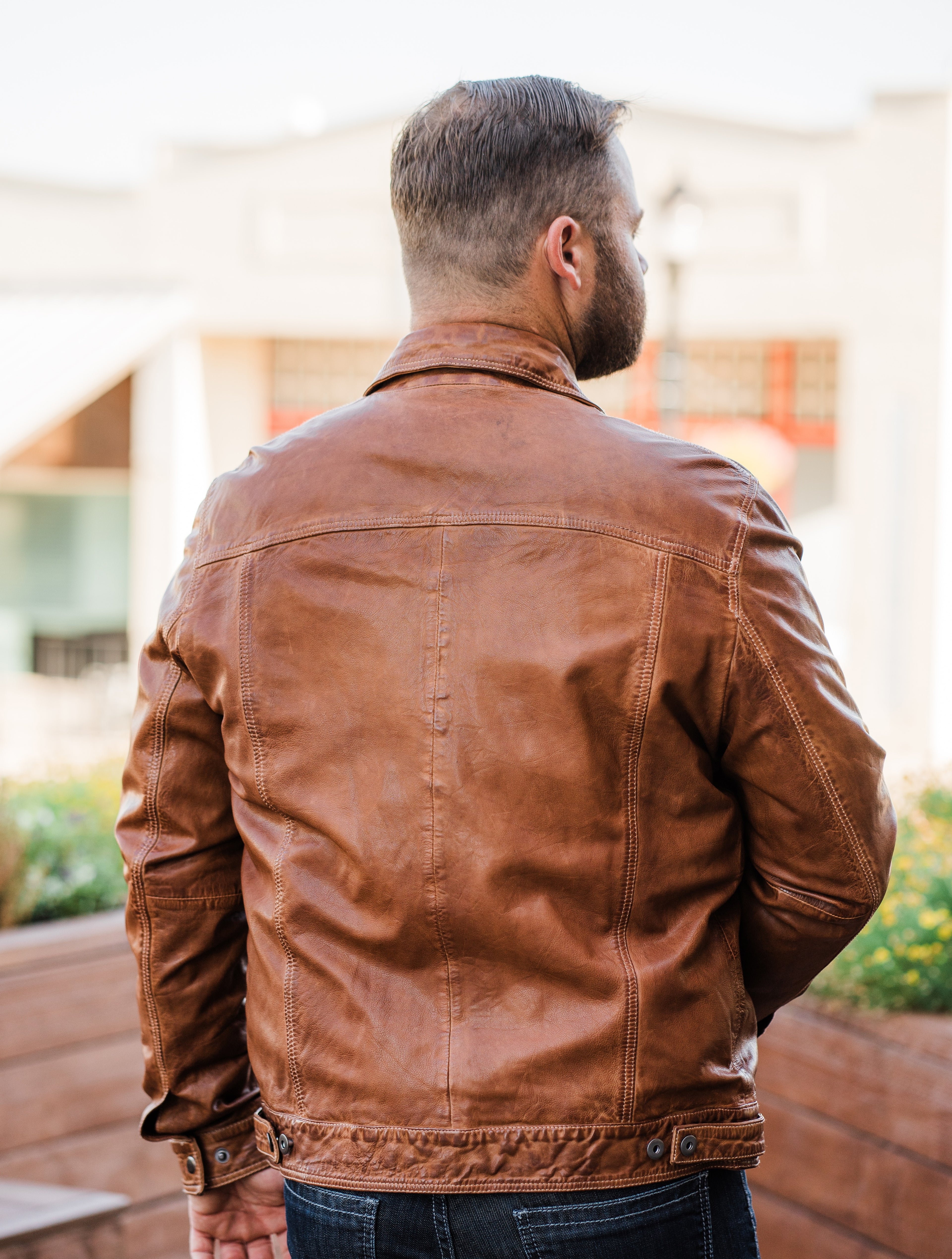 Jacket, Western Leather Jean Jacket - Style 1055