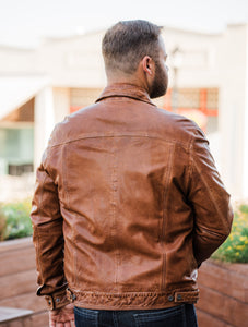 Jacket, Western Leather Jean Jacket - Style 1055
