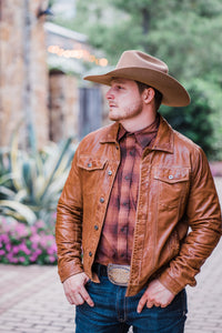 Jacket, Western Leather Jean Jacket - Style 1055