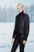 Linda Richards Metallic Woven Bomber Jacket