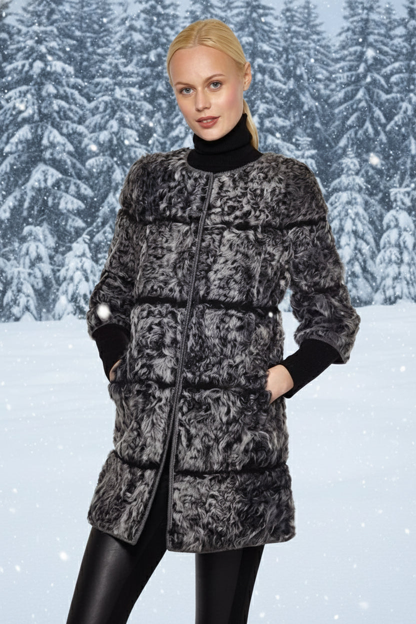 Linda Richards Banded Genuine Persian Lamb Sweater Coat