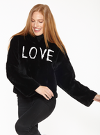 Linda Richards Rex Rabbit Fur “Love” Pullover with Hood