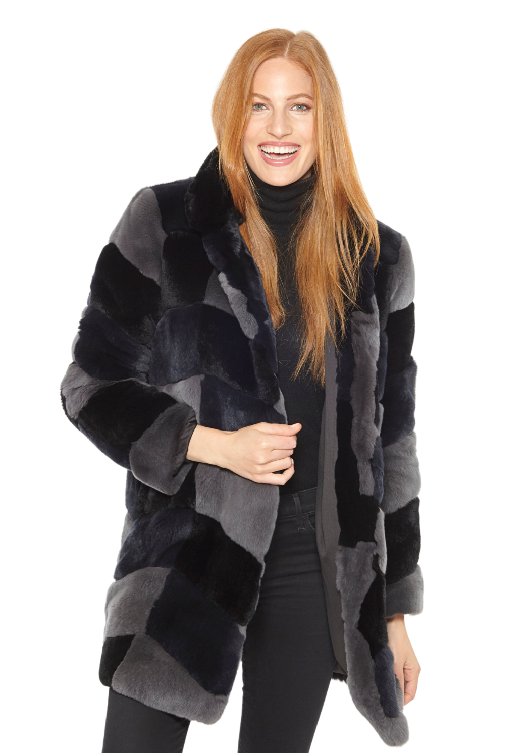 Coat, Genuine Rex Rabbit Fur - Linda Richards - Style RS123