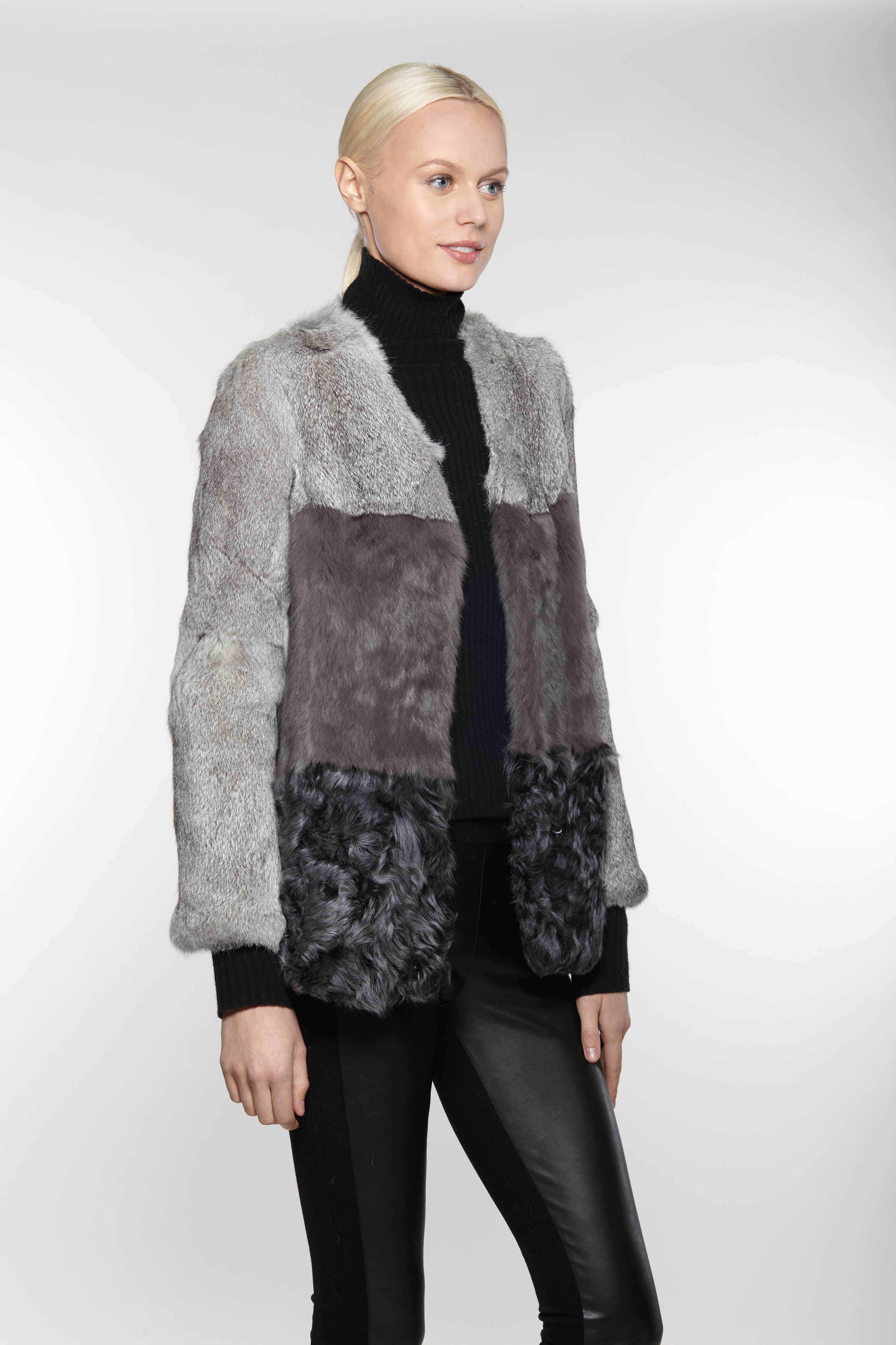Linda Richards Rex Rabbit Fur & Lamb Coat
