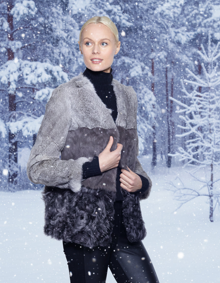 Woman wearing Fur coat by Linda Richards