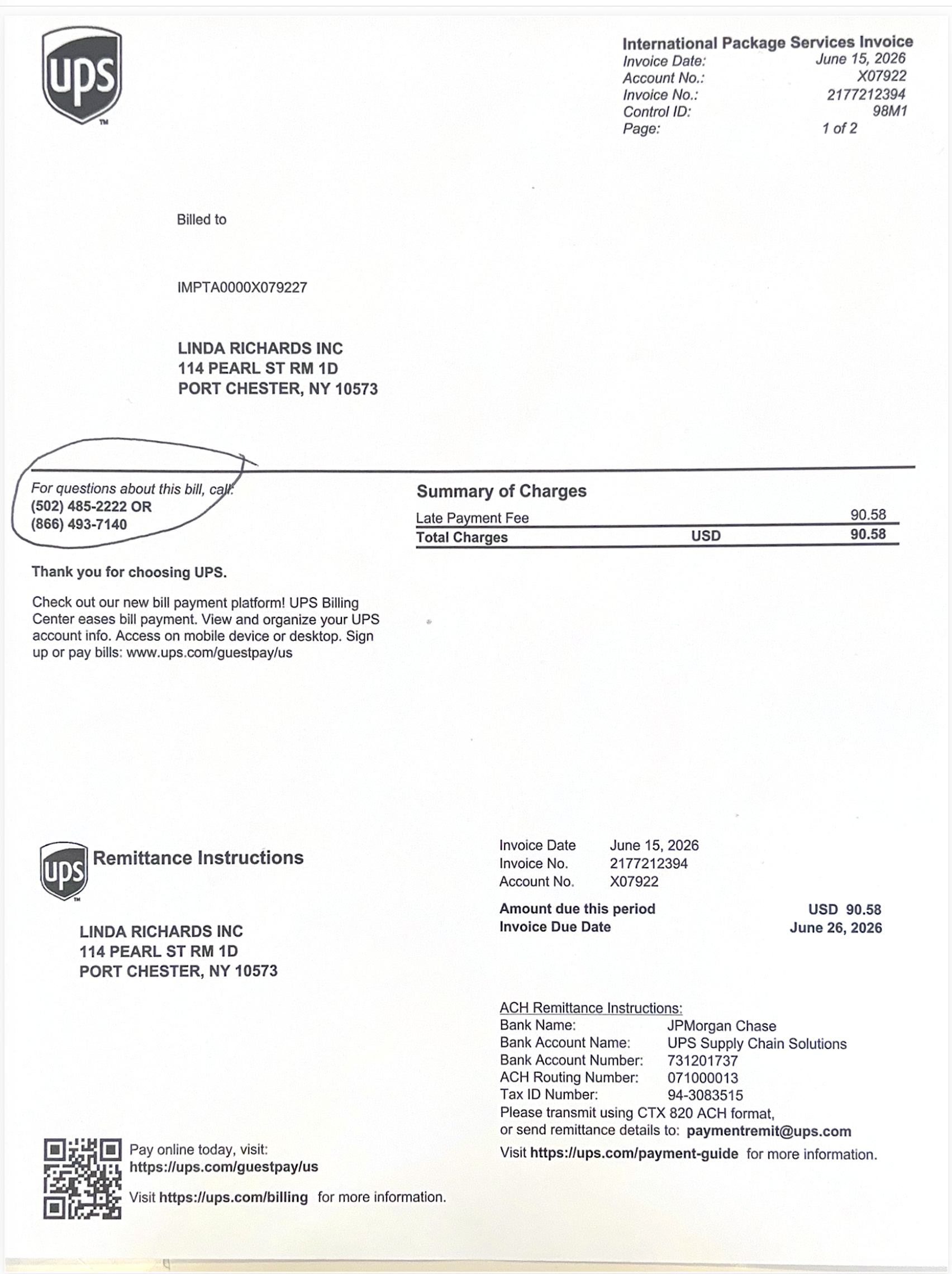 UPS Duty Charges