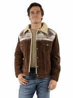 Jacket, Suede Leather Shearling Coat, Brown or Black - Style 1015