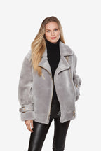 Linda Richards Sheepskin Fur & Leather Moto Jacket