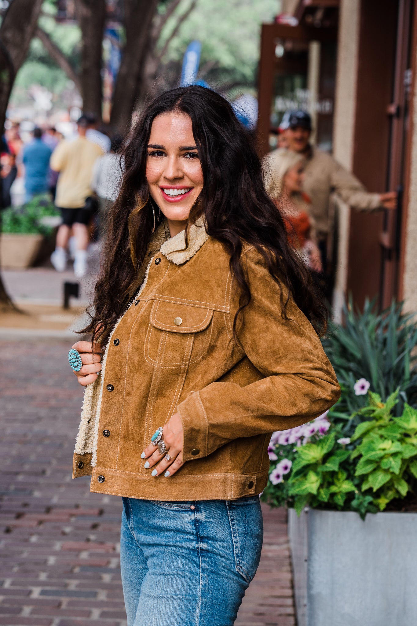 Suede Leather Jacket with Faux Sherling from Memphis Grand L1019