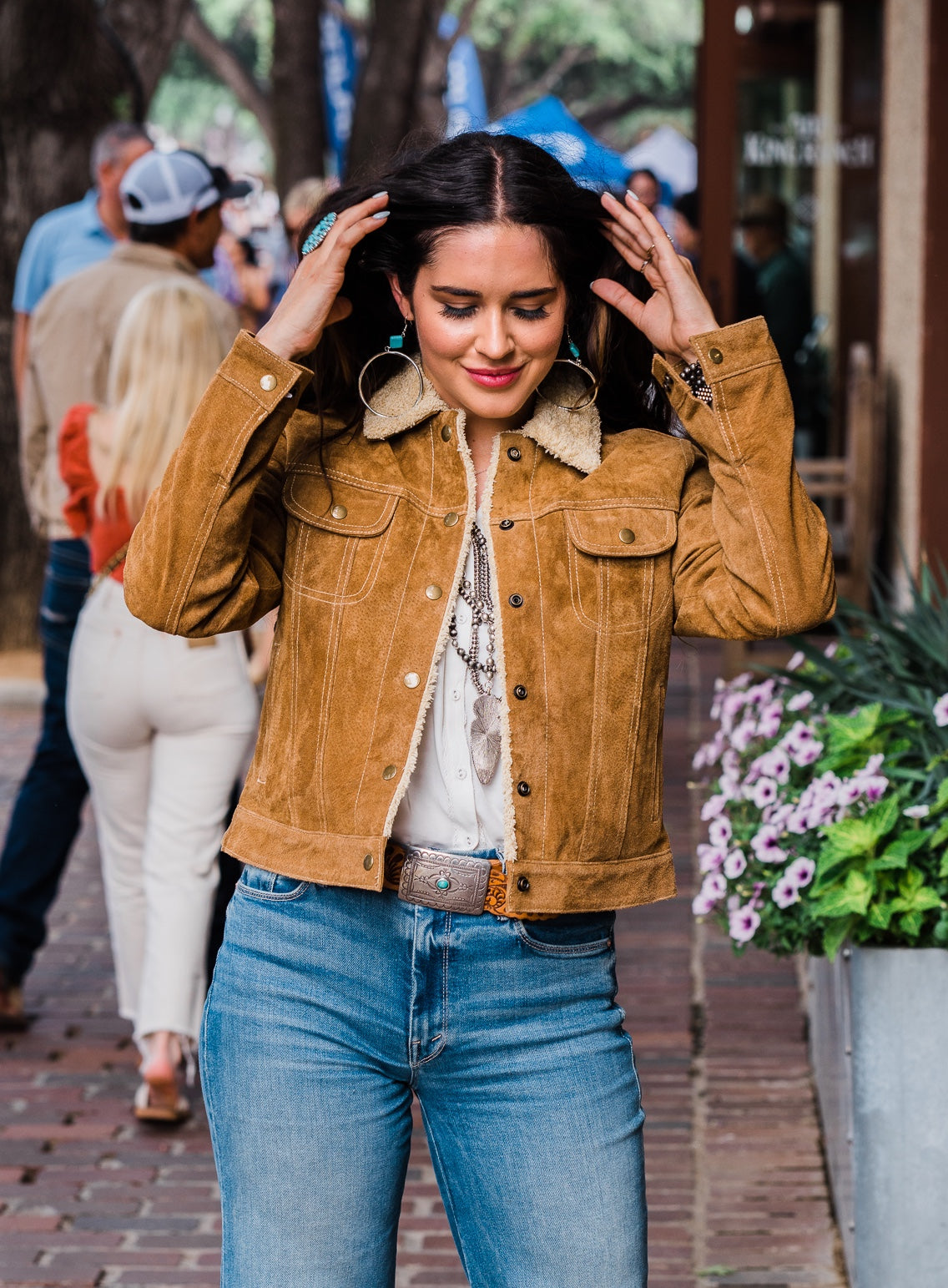 Suede Leather Jacket with Faux Sherling from Memph is Grand L1019